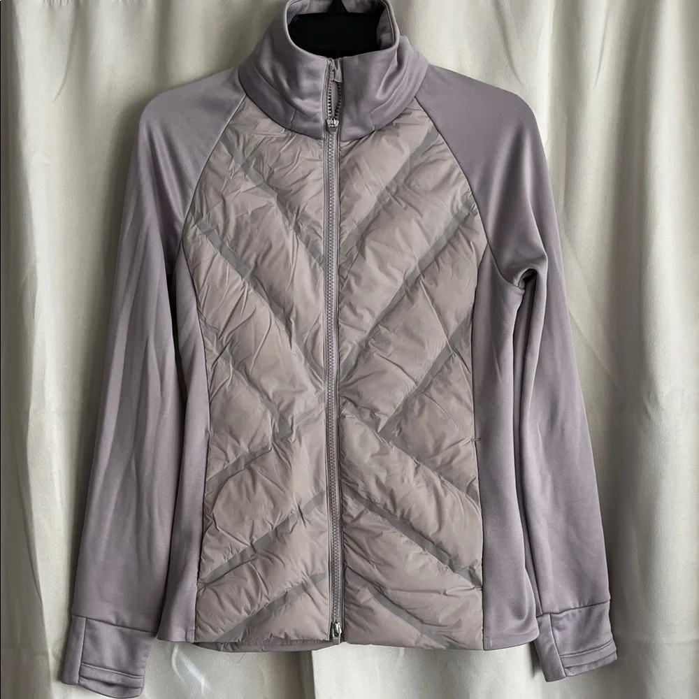 Athleta Puffer Full Zip‎ Jacket No Hood Lavender Gray Size XXS